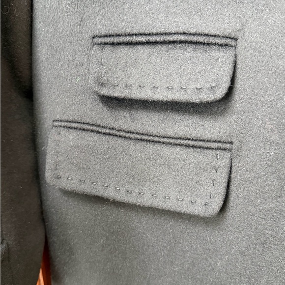 Black Wool Blend Reefer Coat Size 10 – Longline Notched Lapel Peacoat NWOT - Picture 8 of 17